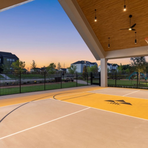basketball court at sunset in Rowlett texas