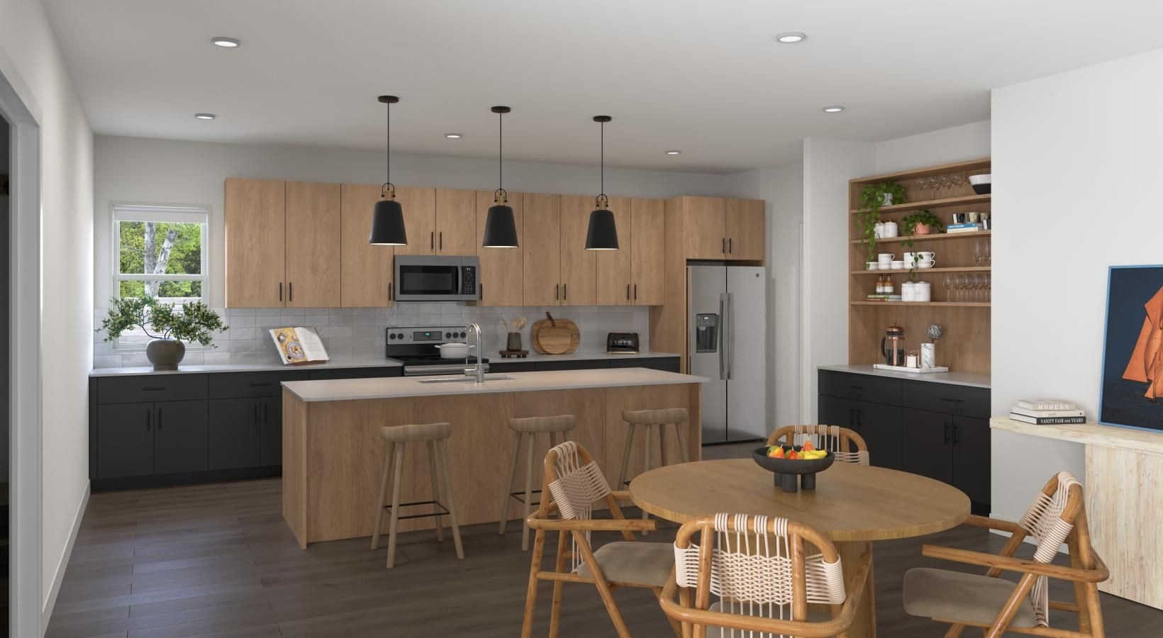 Spacious living areas to recline and recharge a kitchen with a dining table and chairs