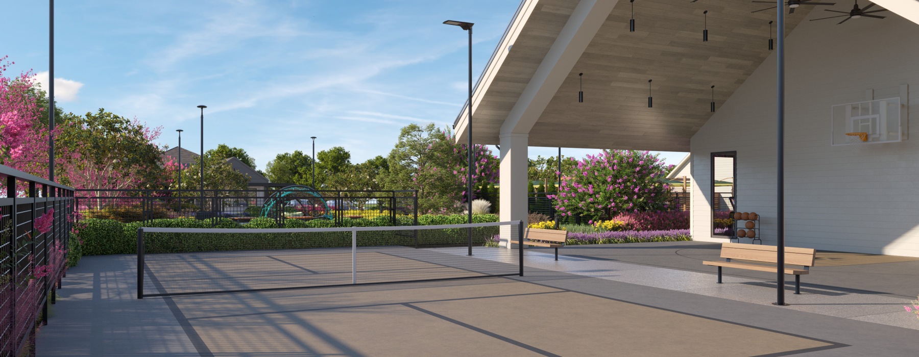 outdoor basketball court and pickleball court