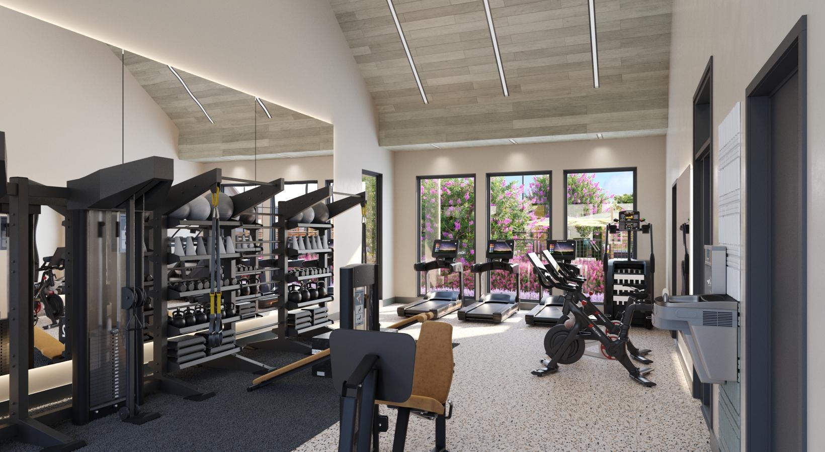 Get your workout on a gym with exercise equipment